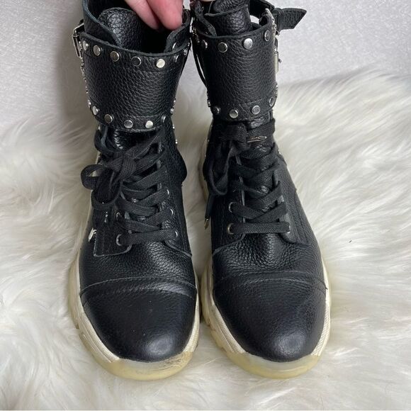 sam Edelman Pebble Leather Resnie High Top Combat Boots 7 - Picture 2 of 8